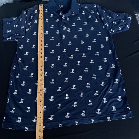 Molokai Surf Co Polo Shirt Mens Extra Large XL Blue Hawaiian Palm Tree - Picture 9 of 10